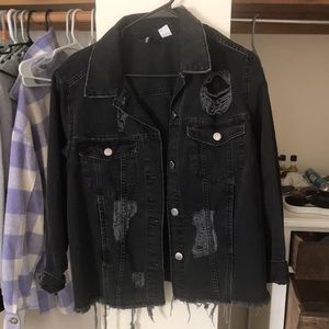 Black distressed H&M denim jacket